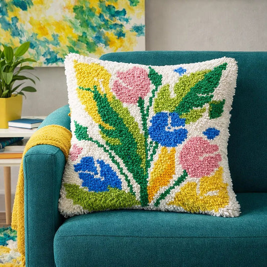 Latch Hook Pillow Making Kit - Flowers For You - Crafting Adventure