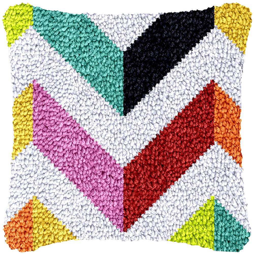 Latch Hook Pillow Making Kit - Funky Modern Chevron Pattern Design