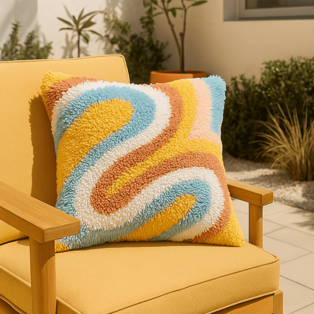 Latch Hook Pillow Making Kit - Groovy Flow - Fun Crafting Project