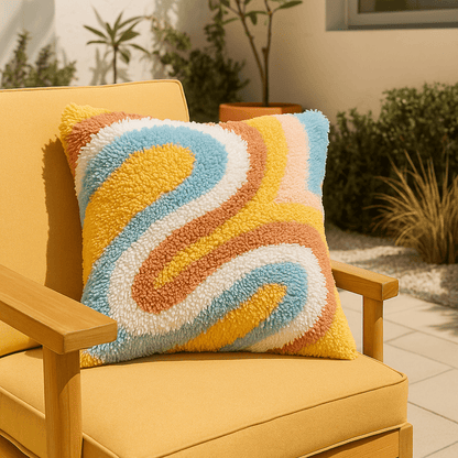 Latch Hook Pillow Making Kit - Groovy Flow - Fun Crafting Project