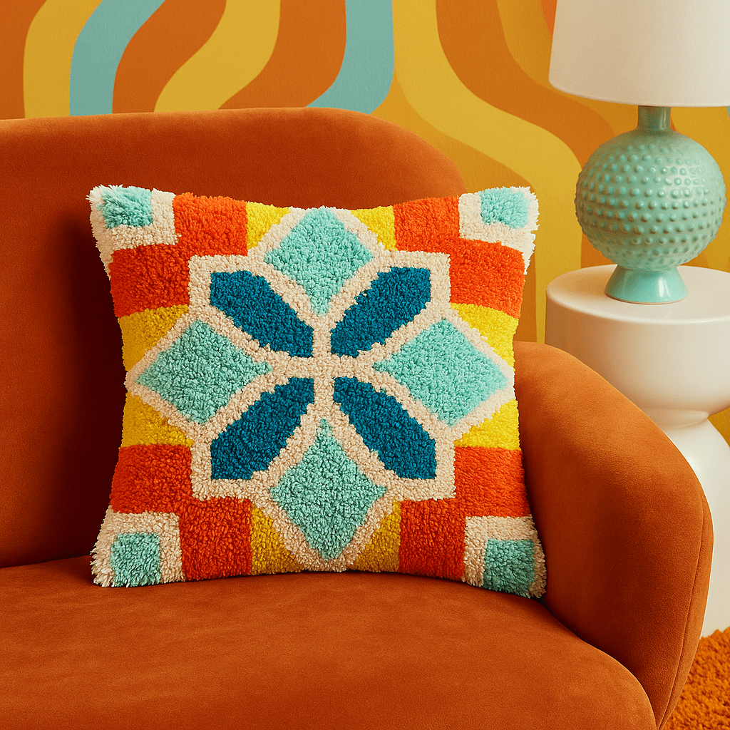 Latch Hook Pillow Making Kit - Groovy Geometry - Creative Crafting Experience