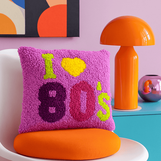 Latch Hook Pillow Making Kit - I LOVE 80s - Retro Crafting Fun