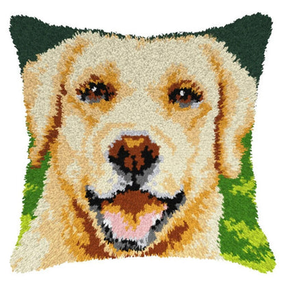 Latch Hook Pillow Making Kit - Labrador Golden Retriever Dog Design