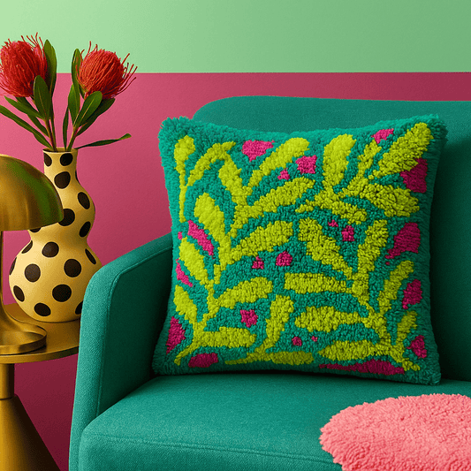 Latch Hook Pillow Making Kit - Leafy Greens - DIY Creative Project
