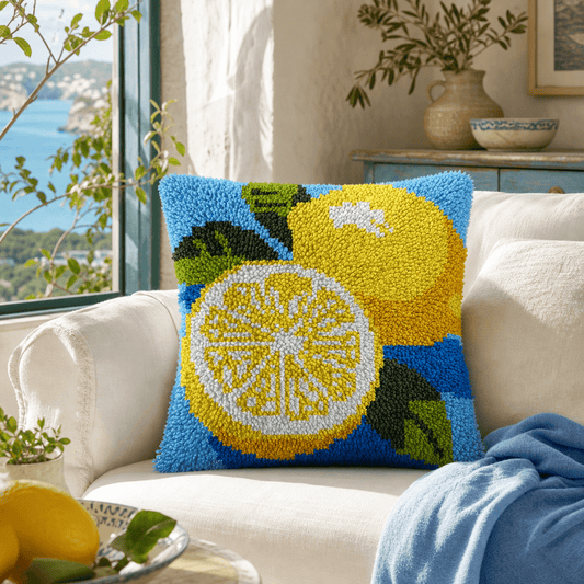 Latch Hook Pillow Making Kit - Lemon Refresh Design