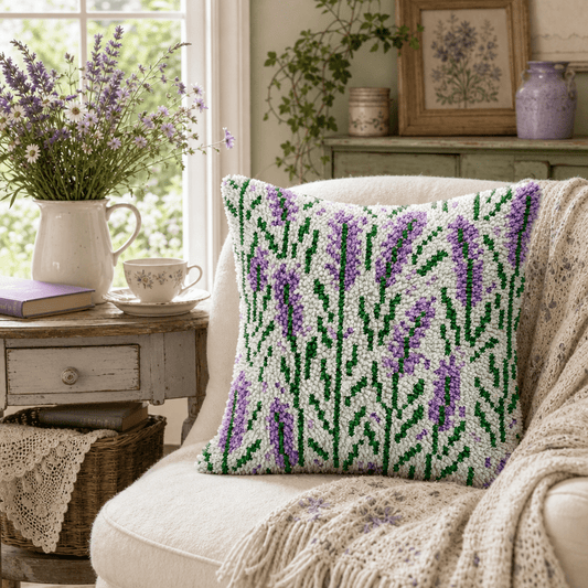 Latch Hook Pillow Making Kit - Lovely Lavender Design Kit