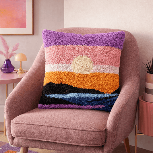 Latch Hook Pillow Making Kit - Moonlight Horizon - Craft Project Kit