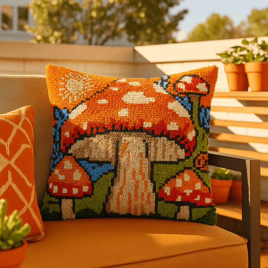 Latch Hook Pillow Making Kit - Mushie Valley - Cozy Craft Project