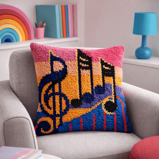Latch Hook Pillow Making Kit - Musical Rainbow - DIY Craft Project