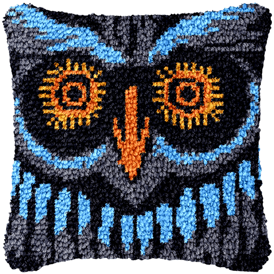 Latch Hook Pillow Making Kit - Neon Wise Owl Design
