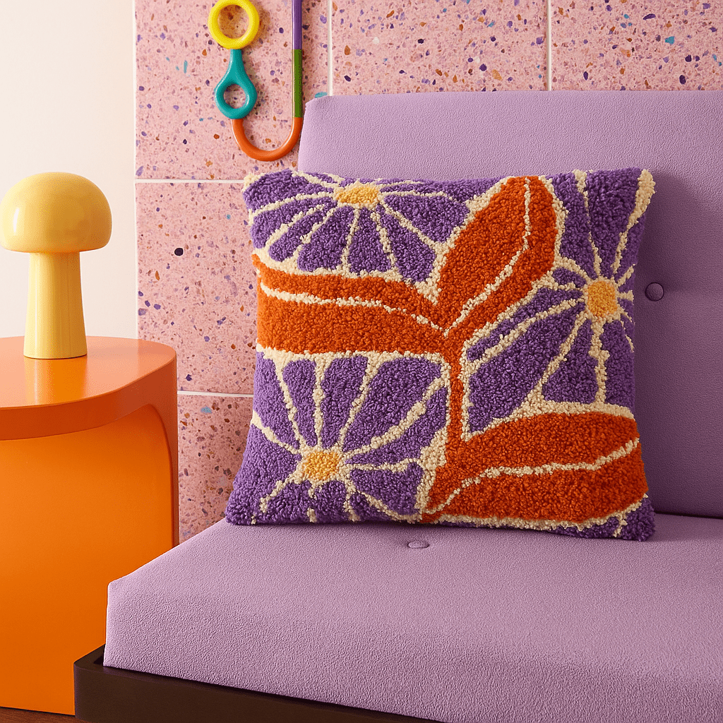 Latch Hook Pillow Making Kit - Purple Passion - DIY Craft Project