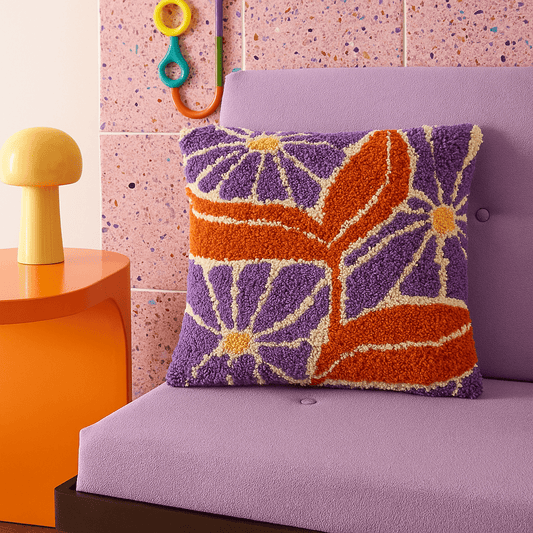 Latch Hook Pillow Making Kit - Purple Passion - DIY Craft Project