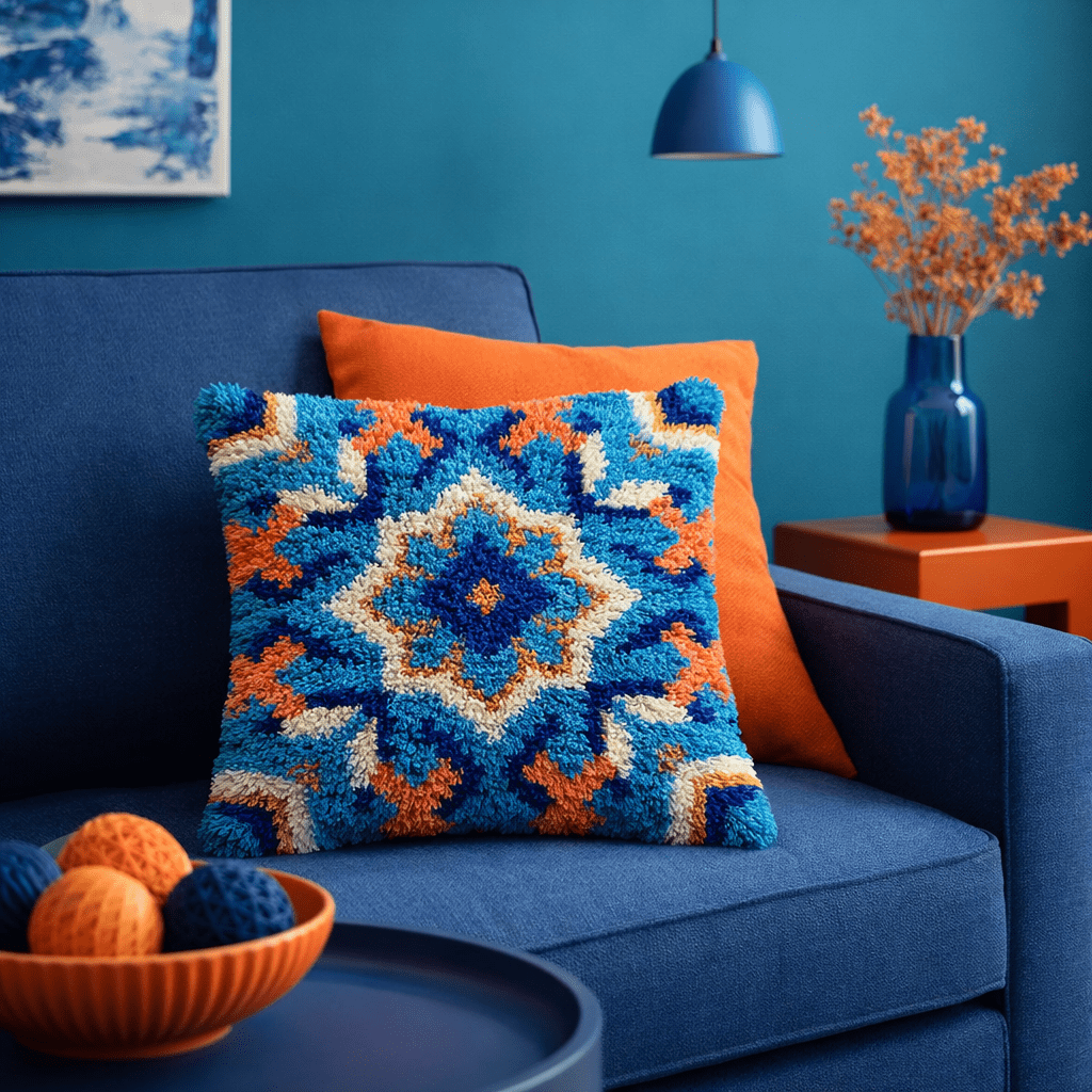 Latch Hook Pillow Making Kit - Regal Mandala - DIY Craft Project