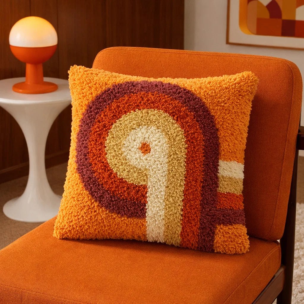 Latch Hook Pillow Making Kit - Retro Bends and Curves - Craft Project Kit