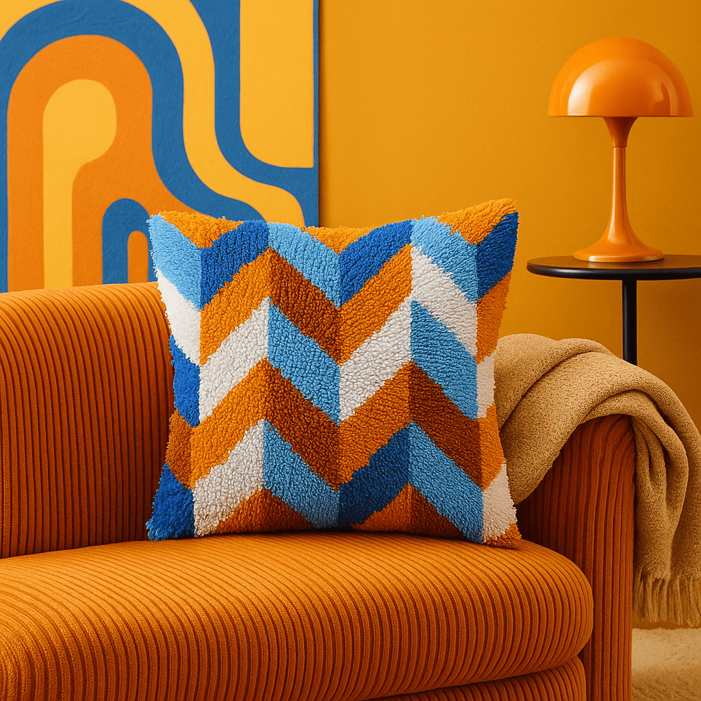 Latch Hook Pillow Making Kit - Retro Chevron - Creative Crafting Adventure