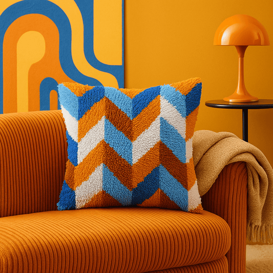 Latch Hook Pillow Making Kit - Retro Chevron - Creative Crafting Adventure