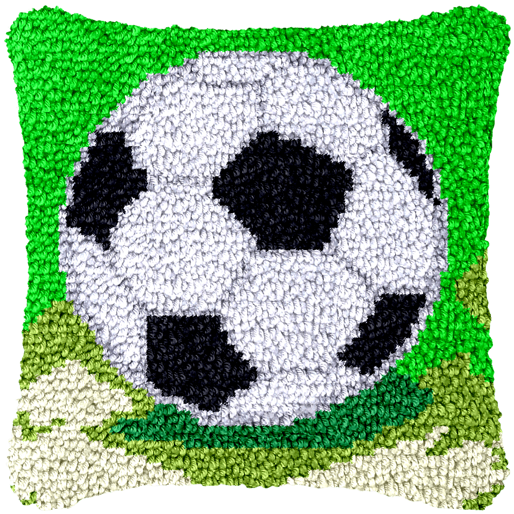 Latch Hook Pillow Making Kit - Soccer Football Fan Design