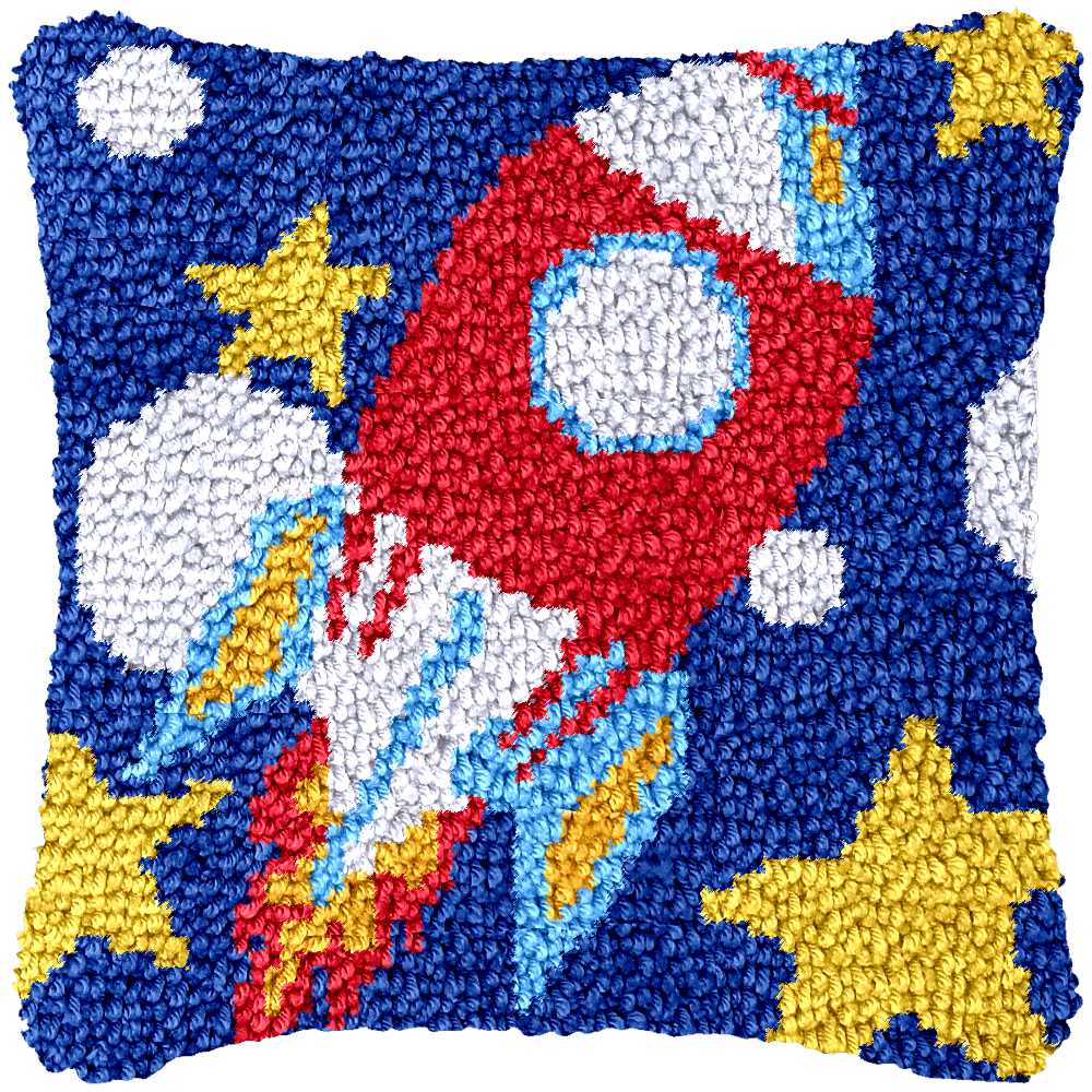 Latch Hook Pillow Making Kit - Space Rocket In Space Design – Craft ...