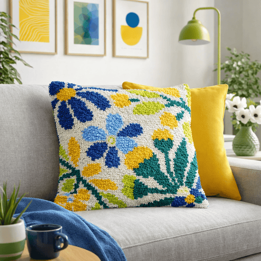 Latch Hook Pillow Making Kit - Springtime Blossom - Craft Project Kit