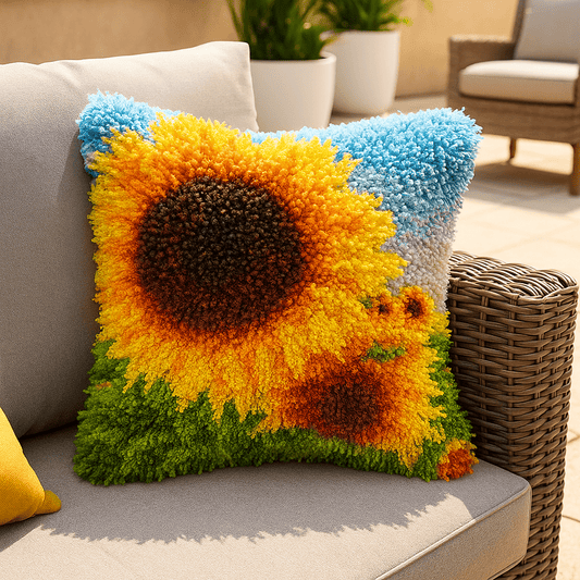Latch Hook Pillow Making Kit - Sunflower Bliss - Crafty Project