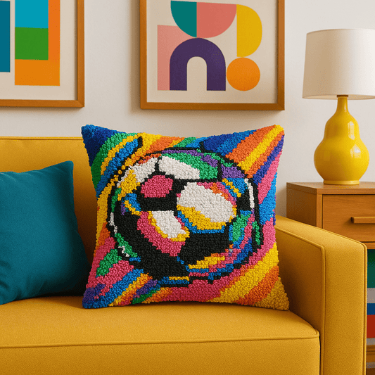 Latch Hook Pillow Making Kit - Super Soccer Design