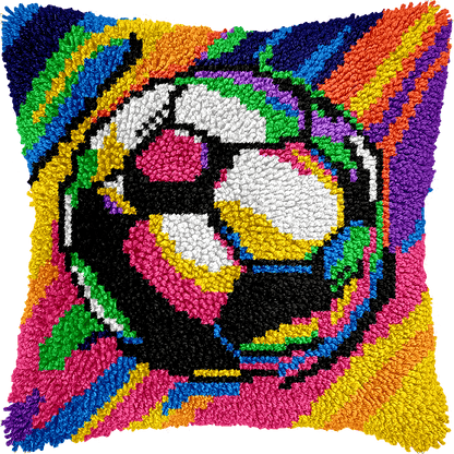Latch Hook Pillow Making Kit - Super Soccer Design