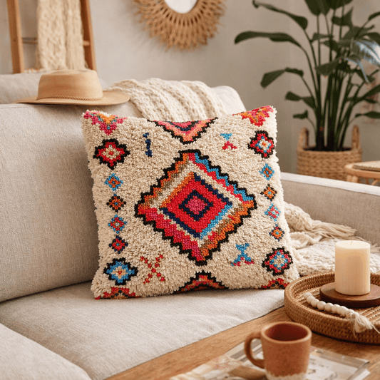 Latch Hook Pillow Making Kit - Tribal Print - Creative Craft Project