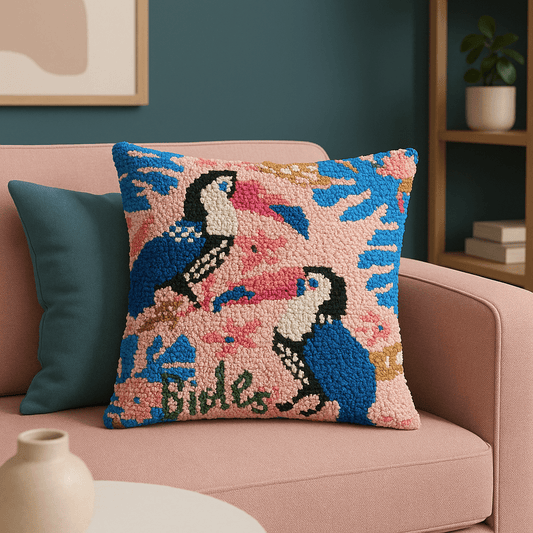 Latch Hook Pillow Making Kit - Tropical Toucan Bird Design