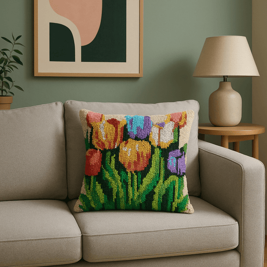 Latch Hook Pillow Making Kit - Tulip Dream Pillow Crafting Set