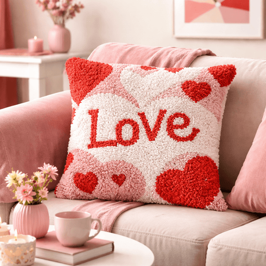 Latch Hook Pillow Making Kit - Valentine Love - Craft Project Kit