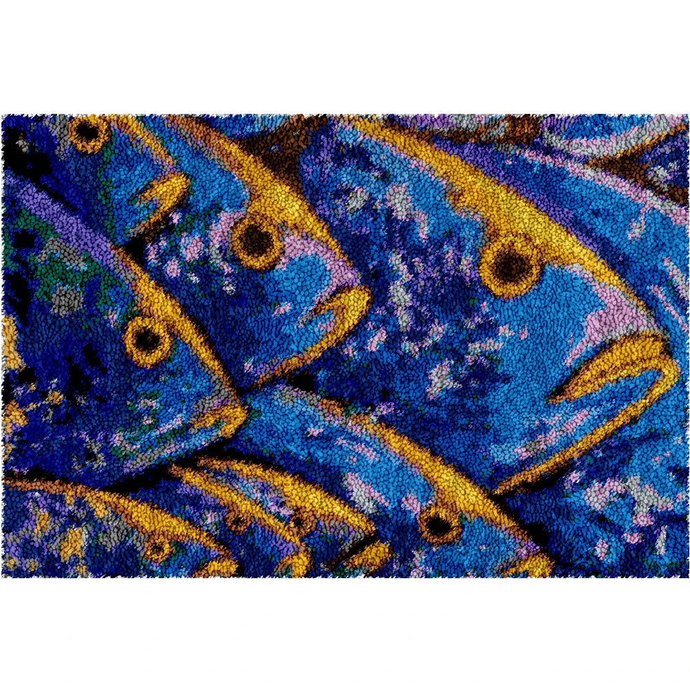 Latch Hook Rug Making Kit - Blue Fish Faces 102 x 69cm – Craft Outlet ...