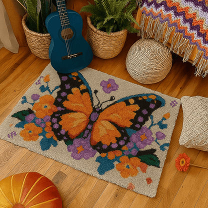 Latch Hook Rug Making Kit - Butterfly Blossom - 102x69cm