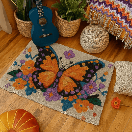 Latch Hook Rug Making Kit - Butterfly Blossom - 102x69cm