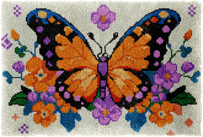 Latch Hook Rug Making Kit - Butterfly Blossom - 102x69cm