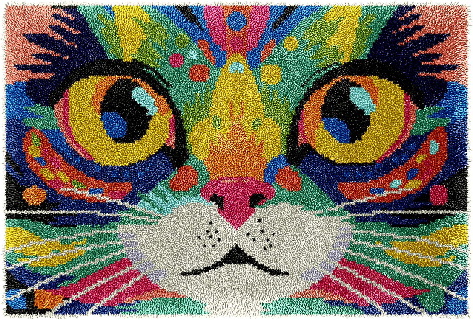 Latch Hook Rug Making Kit - Colourful Cat Eyes - 102x69cm