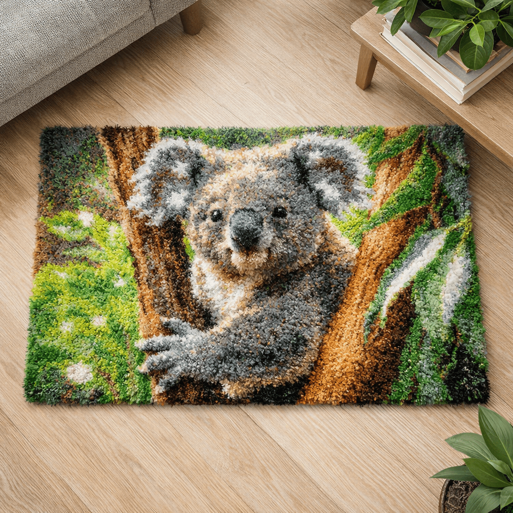 Latch Hook Rug Making Kit - Cosy Koala Bear 110x70cm