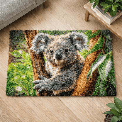 Latch Hook Rug Making Kit - Cosy Koala Bear 110x70cm
