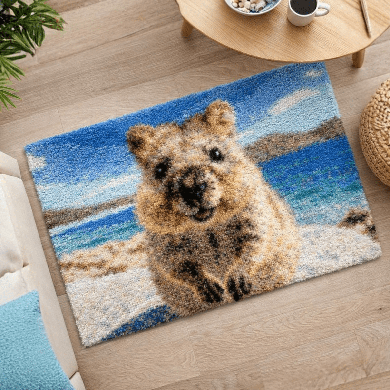 Latch Hook Rug Making Kit - Crazy Cute Quokka 110x70cm