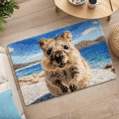 Latch Hook Rug Making Kit - Crazy Cute Quokka 110x70cm