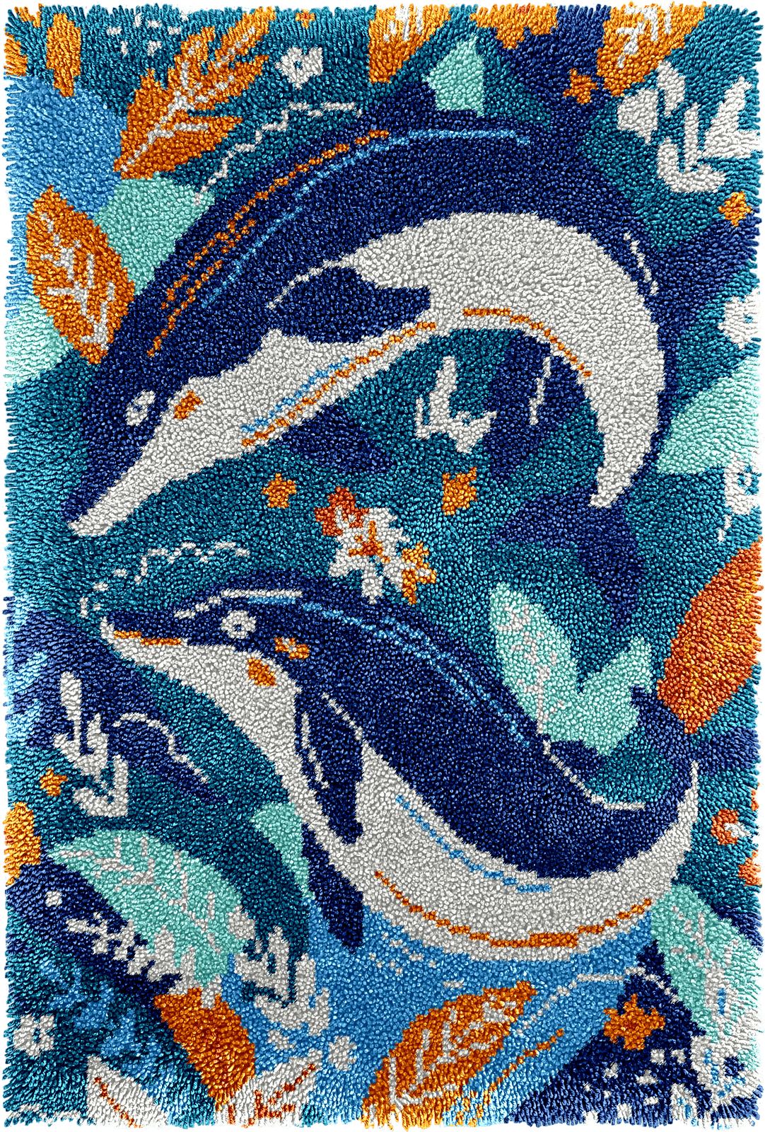 Latch Hook Rug Making Kit - Delightful Dolphins - 102x69cm