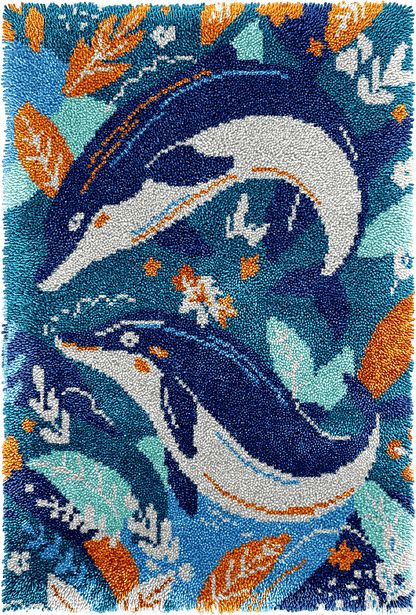 Latch Hook Rug Making Kit - Delightful Dolphins - 102x69cm