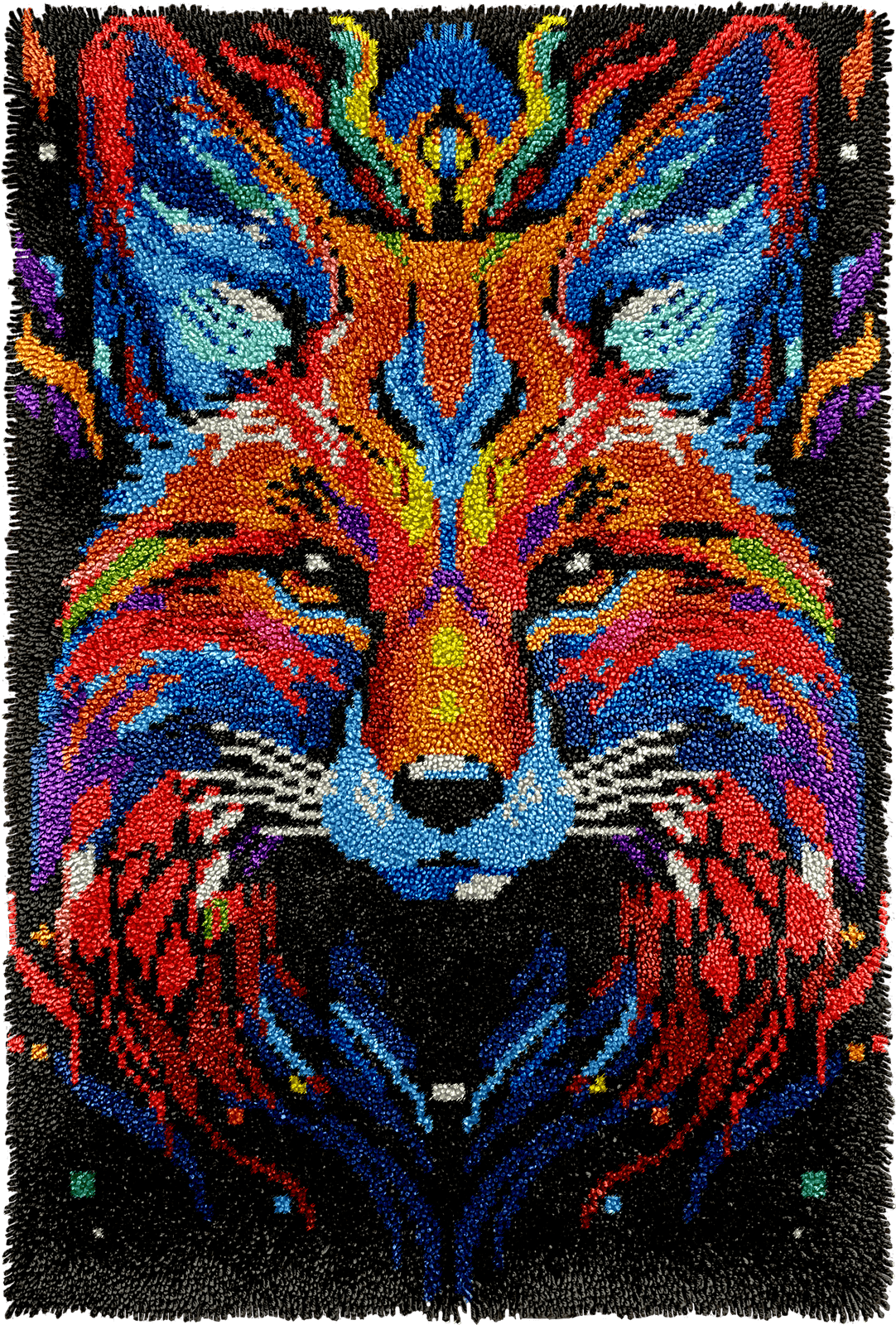 Latch Hook Rug Making Kit - Firey Funky Fox Design - 102x69cm