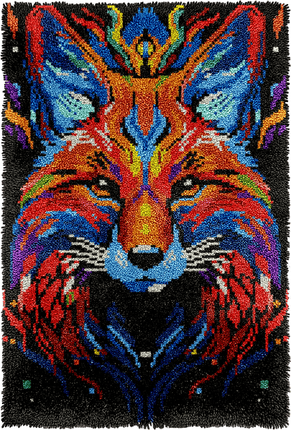 Latch Hook Rug Making Kit - Firey Funky Fox Design - 102x69cm