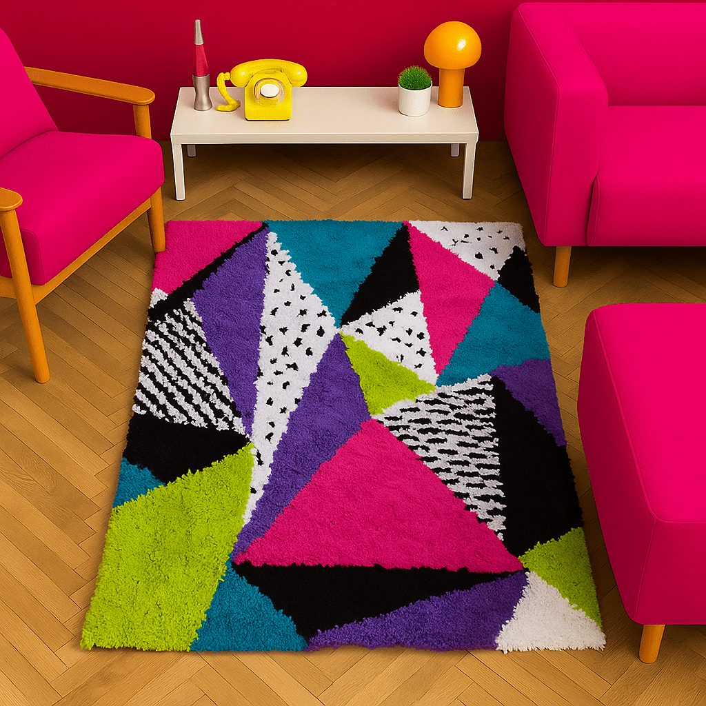 Latch Hook Rug Making Kit - Geo 80s Retro 100x65cm