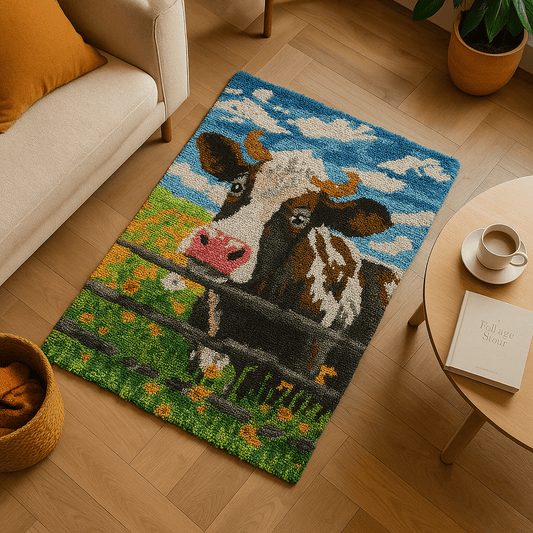 Latch Hook Rug Making Kit - How Now Brown Cow Design - 102x69cm