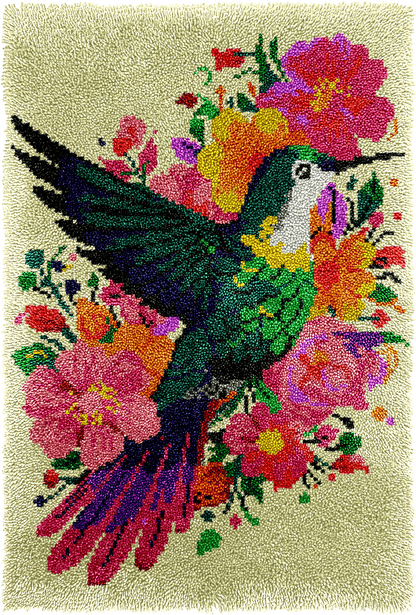 Latch Hook Rug Making Kit - Humming Bird Haven Design - 102x69cm