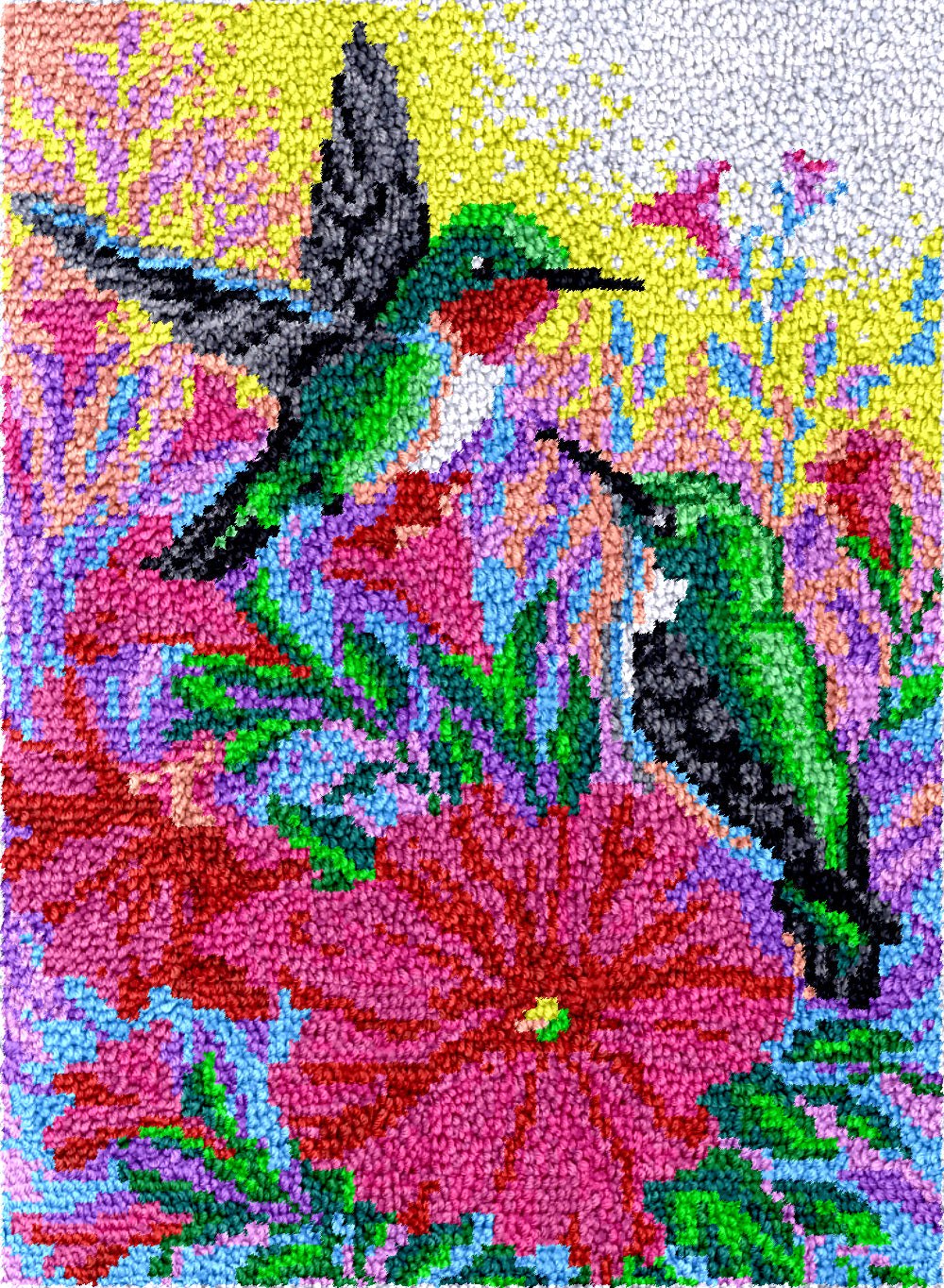 Latch Hook Rug Making Kit - King Fisher Birds in Flower Field Design ...