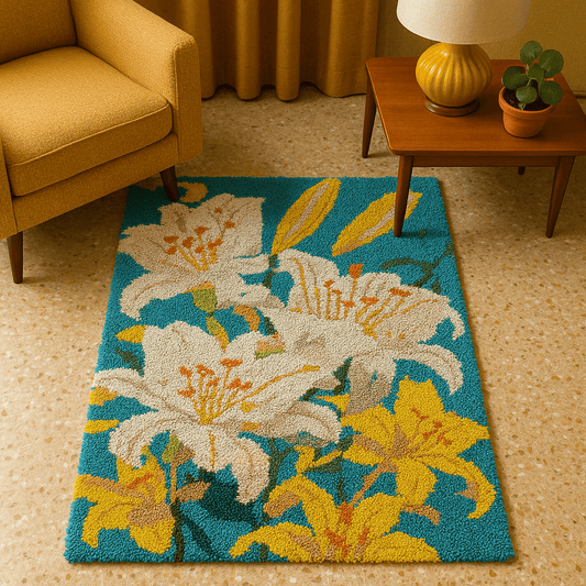 Latch Hook Rug Making Kit - Lavish Lillies Design - 102x69cm