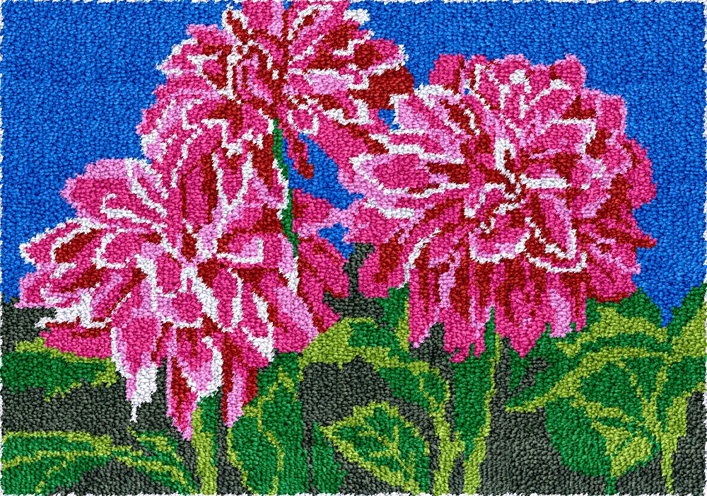 Latch Hook Rug Making Kit - Lovely Pink Pop Flowers Design - 61 x 87cm