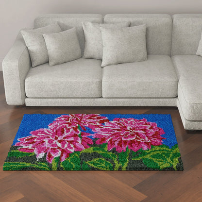 Latch Hook Rug Making Kit - Lovely Pink Pop Flowers Design - 61 x 87cm